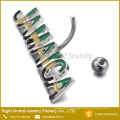 Popular Surgical Steel 14G Jamaica Enamel Belly Ring